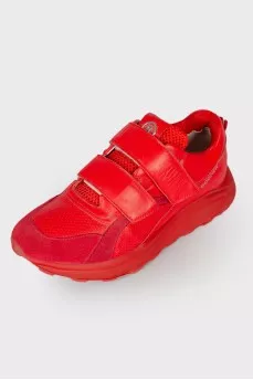 Red mixed sneakers