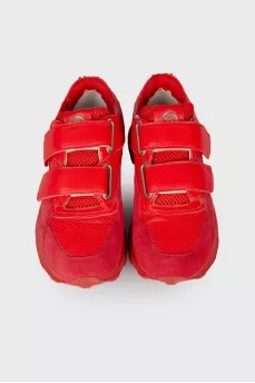 Red mixed sneakers