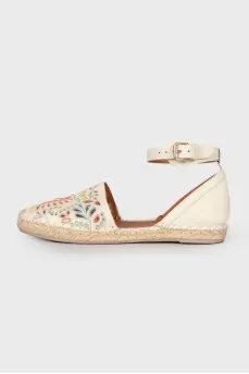 Perforated leather espadrilles