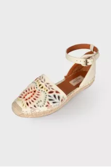 Perforated leather espadrilles