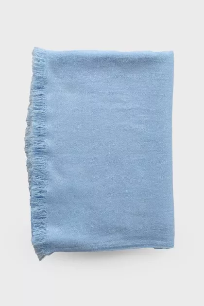 Blue fringed scarf