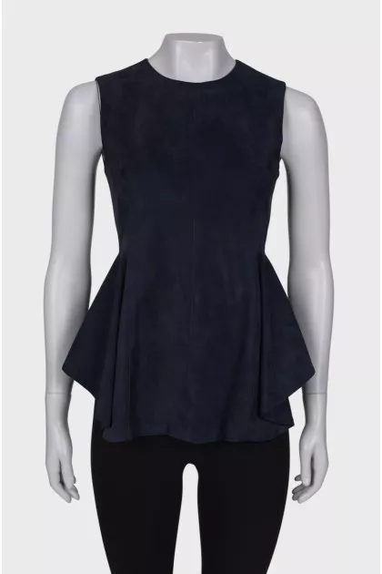Navy blue leather blouse