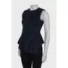 Navy blue leather blouse