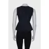 Navy blue leather blouse