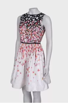 Black and white dress in floral print