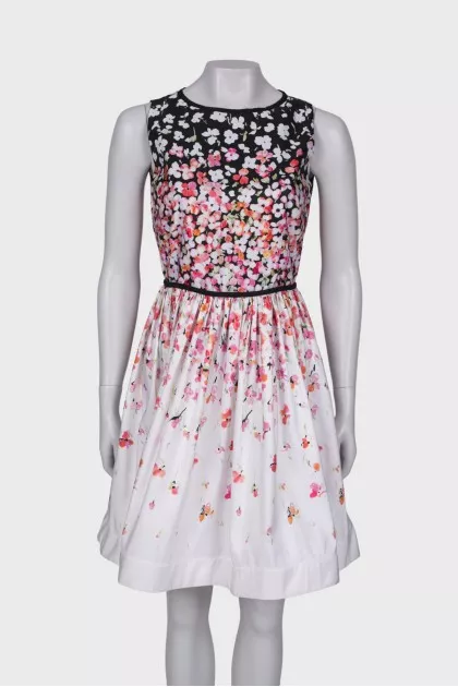 Black and white dress in floral print