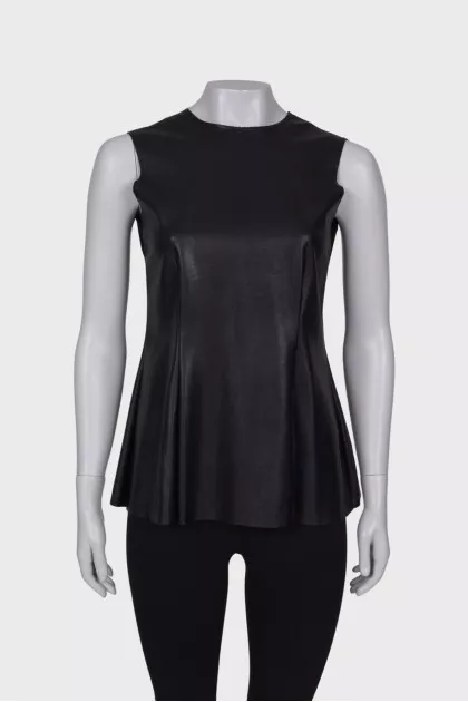 Eco-leather top with tag