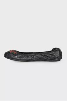 Black leather ballerina shoes