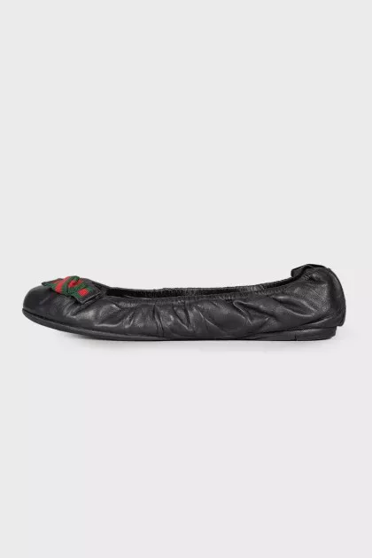 Black leather ballerina shoes