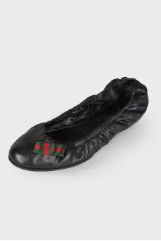Black leather ballerina shoes