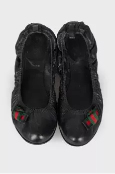Black leather ballerina shoes