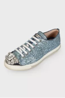 Light blue glitter sneakers