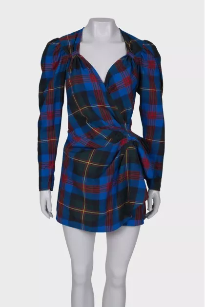 Wrap check dress