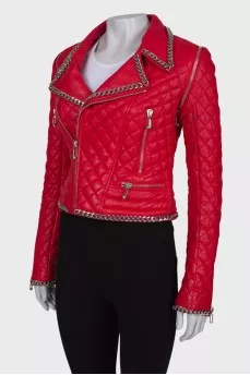 Convertible leather jacket with chains