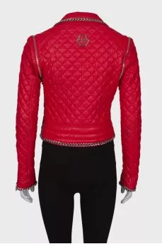Convertible leather jacket with chains