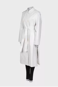 White embossed trench coat with tag