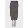 Straight gray plaid skirt