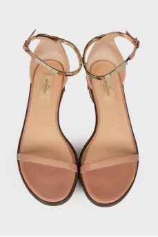 Leather sandals with gold-tone hardware