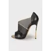 Black and gold mesh sandals