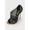 Black and gold mesh sandals