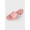 Rubber pink mules