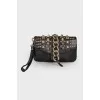 Studded leather clutch