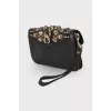 Studded leather clutch
