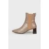 Leather boots with wooden heels