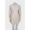 Linen shirt-dress with lace
