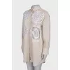Linen shirt-dress with lace