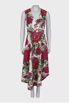 White dress in floral print
