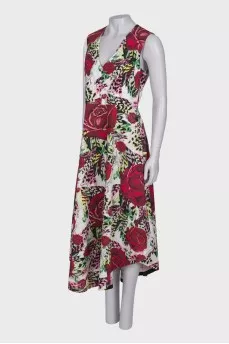 White dress in floral print