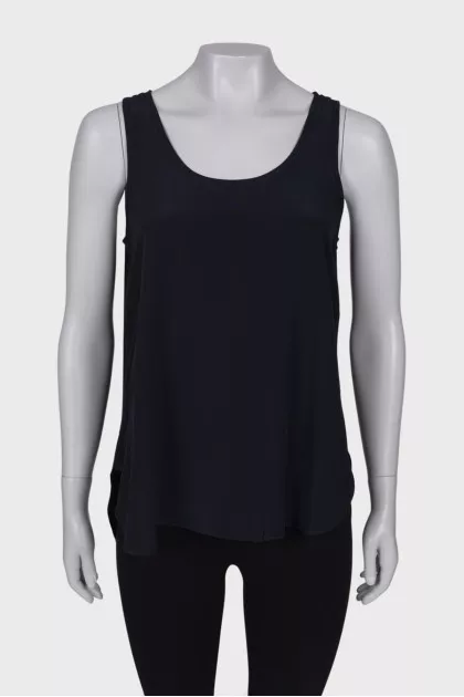 Navy blue silk tank top