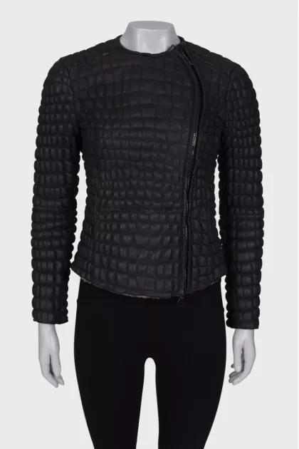 Leather padded jacket