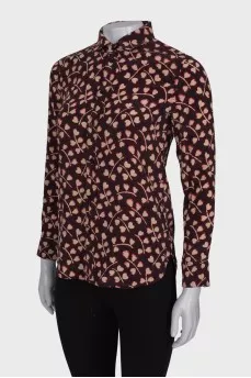 Printed blouse with button-down