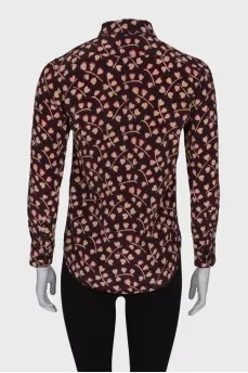 Printed blouse with button-down
