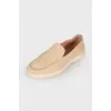 Powder suede loafers