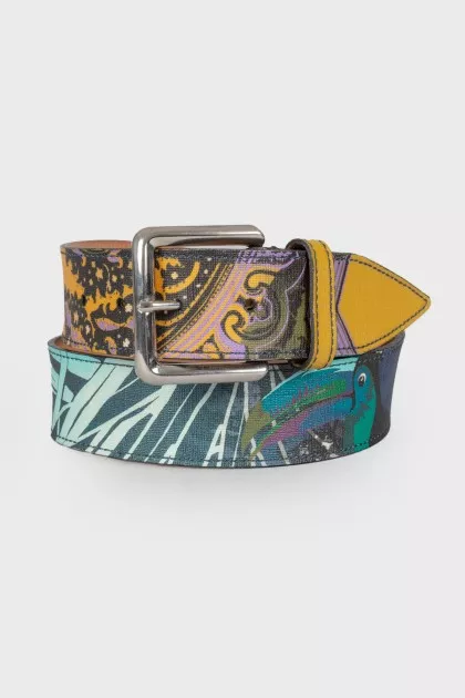 Printed leather belt