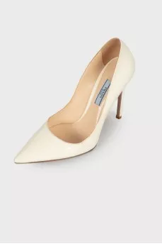 Patent white pumps