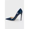 Patent dark blue shoes
