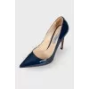Patent dark blue shoes