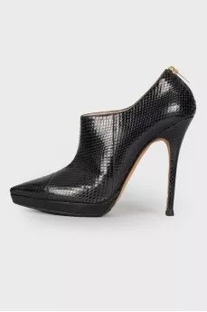 Embossed leather ankle boots