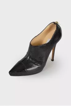 Embossed leather ankle boots