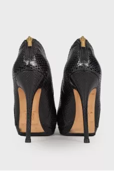 Embossed leather ankle boots
