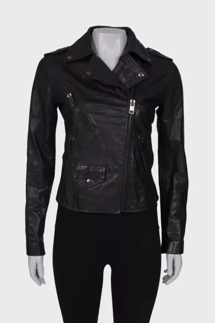 Leather jacket with back print