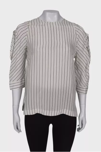 Striped off-the-shoulder blouse