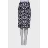 Pencil skirt in black and white print