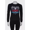 Black sweatshirt in signature print