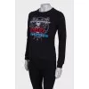Black sweatshirt in signature print
