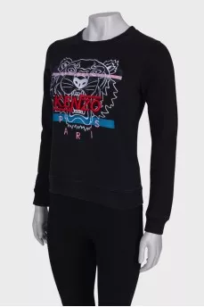 Black sweatshirt in signature print
